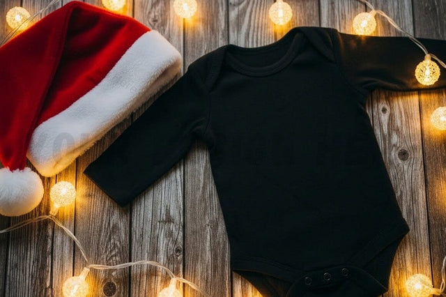 Christmas-themed baby onesie mockup Mock Up Photo Designangry 