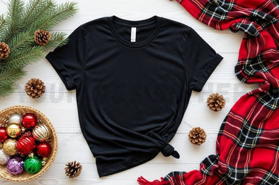 Christmas-themed black t-shirt mockup Mock Up Photo Designangry 