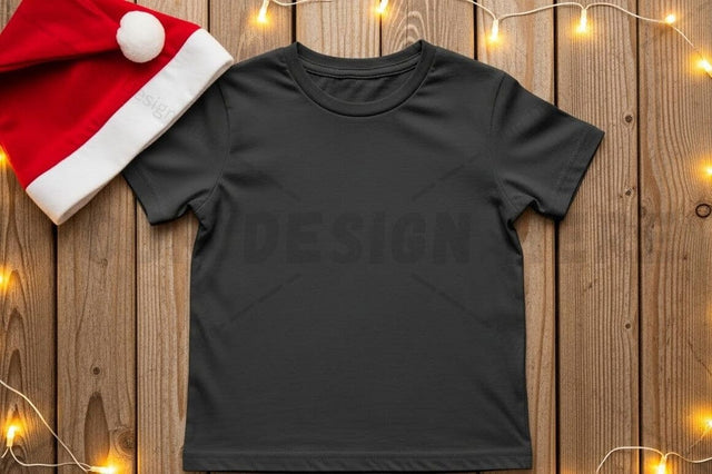 Christmas themed black t-shirt mockup Mock Up Photo Designangry 