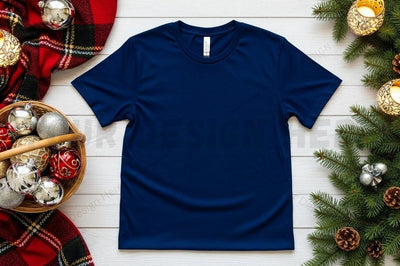 Christmas-themed blue t-shirt mockup Mock Up Photo Designangry 