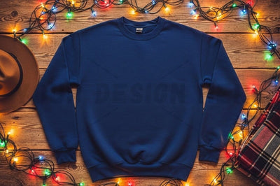Christmas-themed blue t-shirt mockup Mock Up Photo Designangry 