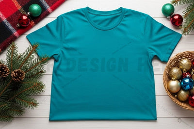 Christmas themed blue t-shirt mockup Mock Up Photo Designangry 