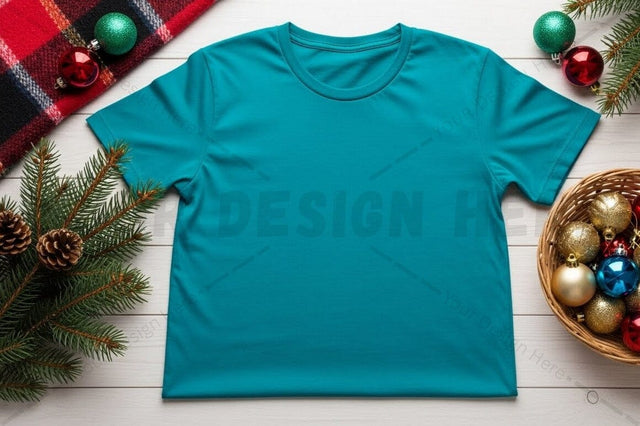 Christmas themed blue t-shirt mockup Mock Up Photo Designangry 