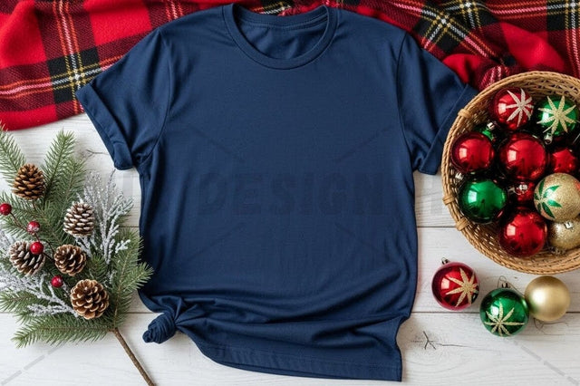 Christmas themed blue t-shirt mockup Mock Up Photo Designangry 