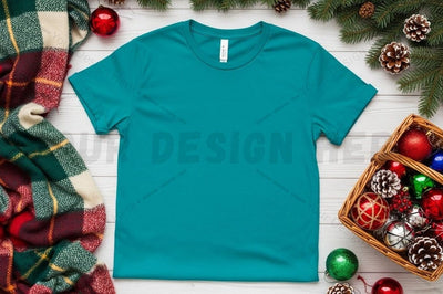 Christmas themed blue t-shirt mockup Mock Up Photo Designangry 