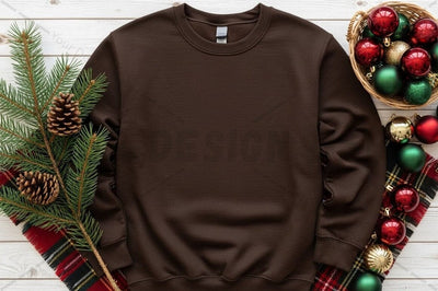 Christmas-themed brown t-shirt mockup Mock Up Photo Designangry 