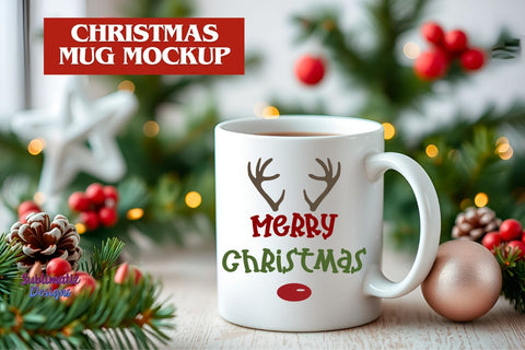 Christmas-Themed Coffee Mug Mockup Mock Up Photo Sublimatiz Designs 