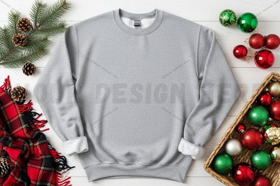 Christmas-themed gray sweatshirt mockup Mock Up Photo Designangry 