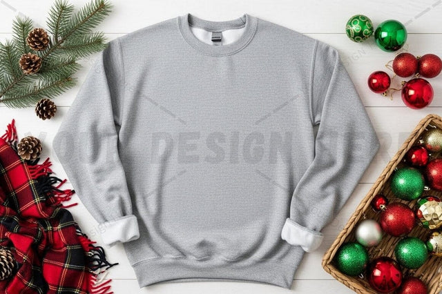Christmas-themed gray sweatshirt mockup Mock Up Photo Designangry 