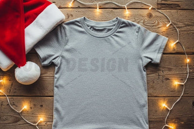 Christmas-themed gray t-shirt mockup Mock Up Photo Designangry 