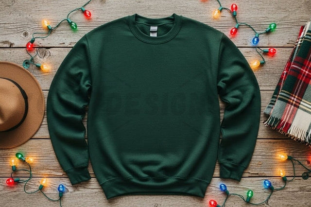 Christmas-themed green sweatshirt mockup Mock Up Photo Designangry 