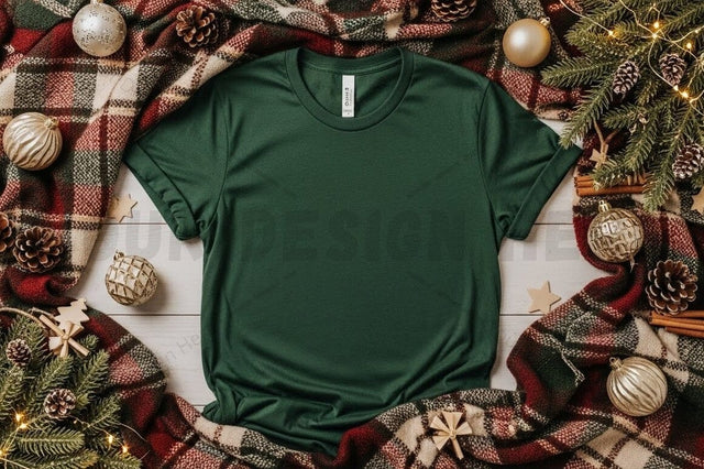 Christmas-themed green t-shirt mockup Mock Up Photo Designangry 