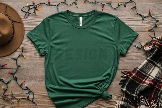 Christmas-themed green t-shirt mockup Mock Up Photo Designangry 