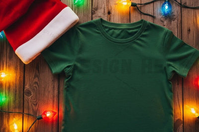 Christmas-themed green t-shirt mockup Mock Up Photo Designangry 