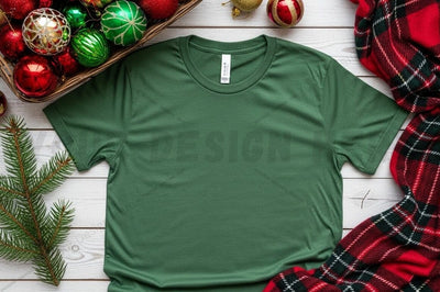 Christmas-themed green t-shirt mockup Mock Up Photo Designangry 
