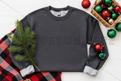 Christmas themed grey sweatshirt mockup Mock Up Photo Designangry 
