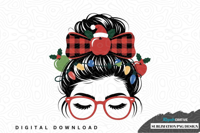Christmas-themed hair bow sublimation png design Sublimation Regulrcrative 