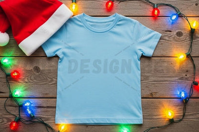 Christmas-themed light blue t-shirt mockup Mock Up Photo Designangry 