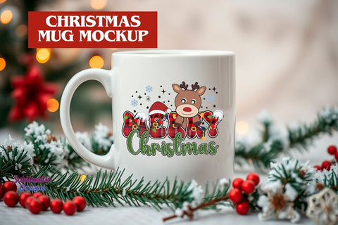 Christmas-Themed Mug Mockup | Coffee Mug Mockup Mock Up Photo Sublimatiz Designs 