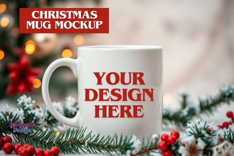Christmas-Themed Mug Mockup | Coffee Mug Mockup Mock Up Photo Sublimatiz Designs 