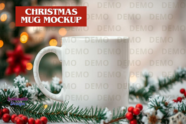 Christmas-Themed Mug Mockup | Coffee Mug Mockup Mock Up Photo Sublimatiz Designs 