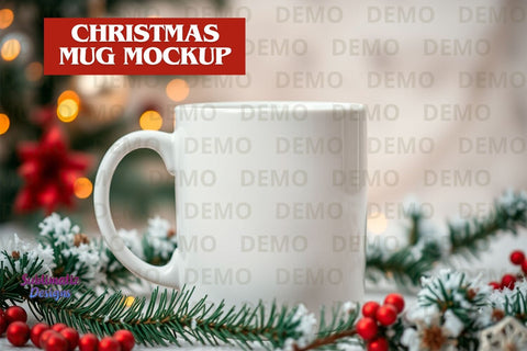 Christmas-Themed Mug Mockup | Coffee Mug Mockup Mock Up Photo Sublimatiz Designs 