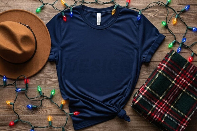 Christmas themed navy blue t-shirt mockup Mock Up Photo Designangry 
