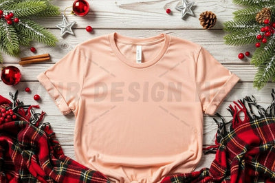 Christmas themed peach t-shirt mockup Mock Up Photo Designangry 