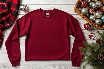 Christmas-themed red t-shirt mockup Mock Up Photo Designangry 