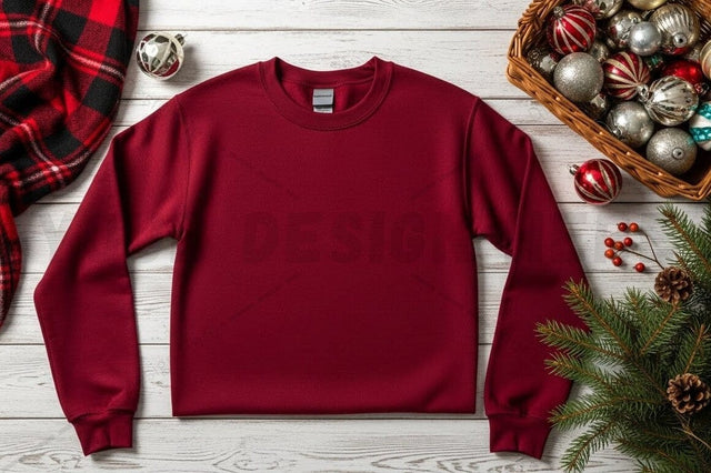 Christmas-themed red t-shirt mockup Mock Up Photo Designangry 