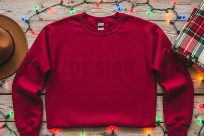 Christmas-themed red t-shirt mockup Mock Up Photo Designangry 