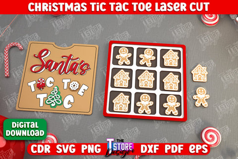 Christmas Tic Tac Toe Bundle | Noughts and Crosses | Classic Board Game | CNC Files SVG The T Store Design 