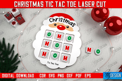 Christmas Tic Tac Toe | Noughts and Crosses | Classic Board Game | CNC File SVG Fly Design 