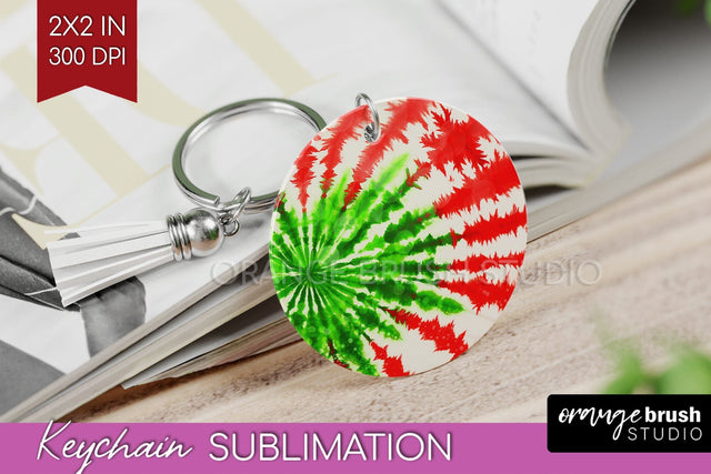 Christmas Tie Dye Keychain Sublimation, Glitter Keychain PNG Sublimation OrangeBrushStudio 