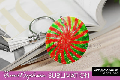 Christmas Tie Dye Keychain Sublimation, Glitter Keychain PNG Sublimation OrangeBrushStudio 