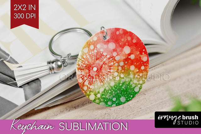 Christmas Tie Dye Keychain Sublimation, Glitter Keychain PNG Sublimation OrangeBrushStudio 
