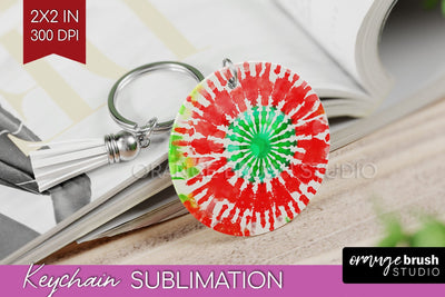 Christmas Tie Dye Keychain Sublimation, Glitter Keychain PNG Sublimation OrangeBrushStudio 