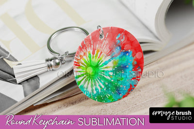 Christmas Tie Dye Keychain Sublimation, Glitter Keychain PNG Sublimation OrangeBrushStudio 
