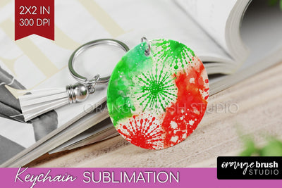 Christmas Tie Dye Keychain Sublimation, Glitter Keychain PNG Sublimation OrangeBrushStudio 