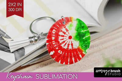 Christmas Tie Dye Keychain Sublimation, Glitter Keychain PNG Sublimation OrangeBrushStudio 