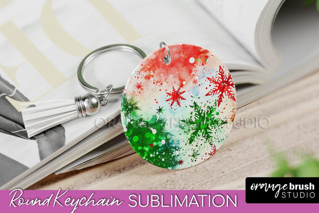 Christmas Tie Dye Keychain Sublimation, Glitter Keychain PNG Sublimation OrangeBrushStudio 
