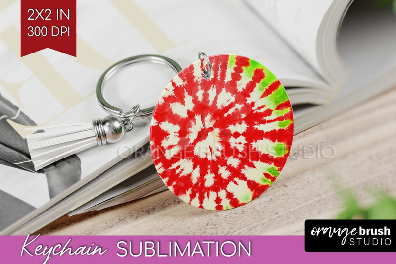 Christmas Tie Dye Keychain Sublimation, Glitter Keychain PNG Sublimation OrangeBrushStudio 