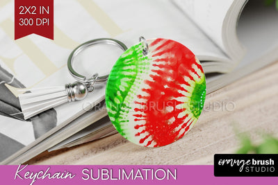 Christmas Tie Dye Keychain Sublimation, Glitter Keychain PNG Sublimation OrangeBrushStudio 