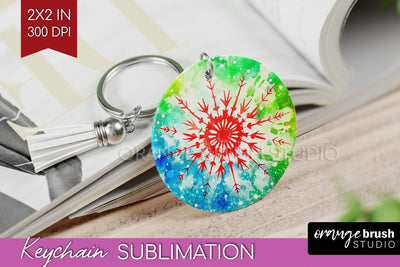 Christmas Tie Dye Keychain Sublimation, Glitter Keychain PNG Sublimation OrangeBrushStudio 