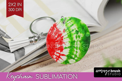 Christmas Tie Dye Keychain Sublimation, Glitter Keychain PNG Sublimation OrangeBrushStudio 