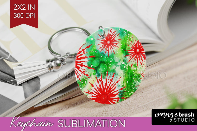 Christmas Tie Dye Keychain Sublimation, Glitter Keychain PNG Sublimation OrangeBrushStudio 