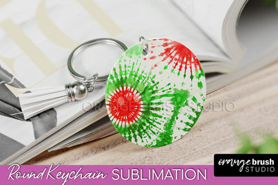 Christmas Tie Dye Keychain Sublimation, Glitter Keychain PNG Sublimation OrangeBrushStudio 