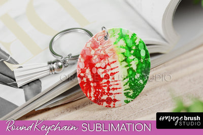 Christmas Tie Dye Keychain Sublimation, Glitter Keychain PNG Sublimation OrangeBrushStudio 
