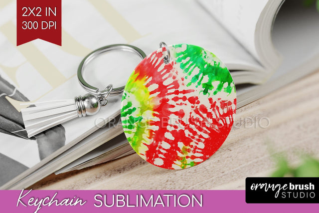 Christmas Tie Dye Keychain Sublimation, Glitter Keychain PNG Sublimation OrangeBrushStudio 