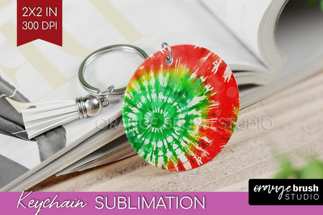 Christmas Tie Dye Keychain Sublimation, Glitter Keychain PNG Sublimation OrangeBrushStudio 